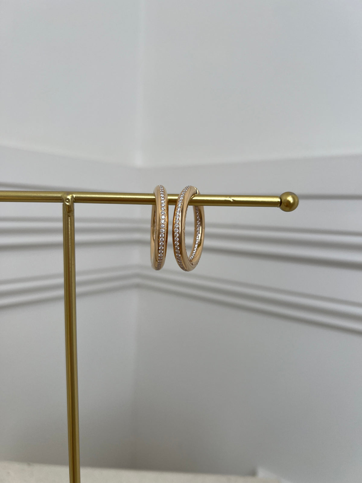Wempe Rose Gold Twist Hoop Diamond Earrings