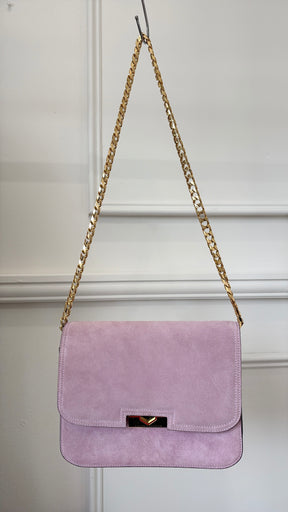 Victoria Beckham Mauve Suede Chain Shoulder Bag