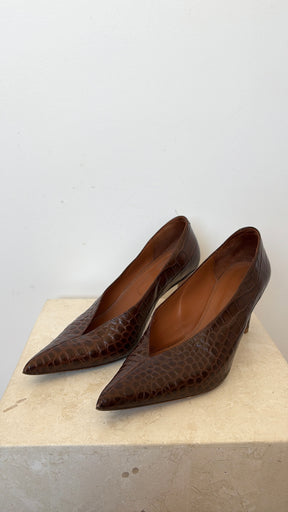 Camilla and Marc Croc Embossed Pointed Pumps, 39