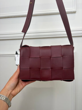 Bottega Veneta Burgundy Leather Cassette Bag