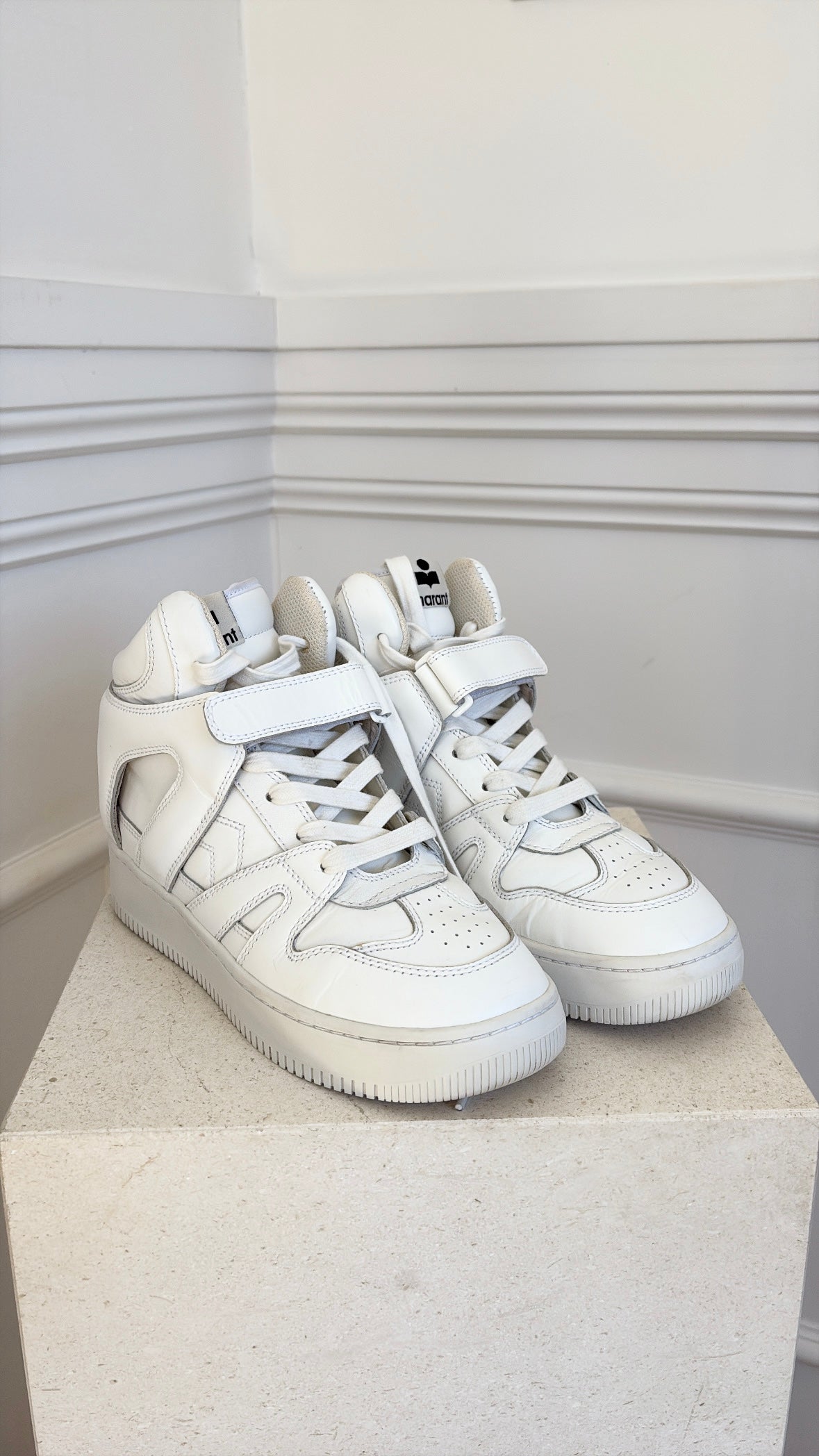 Isabel Marant White Leather High Top Sneaker, 39