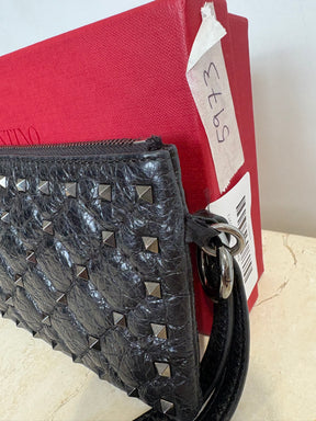 Valentino Rockstud Wristlet Pouch Black