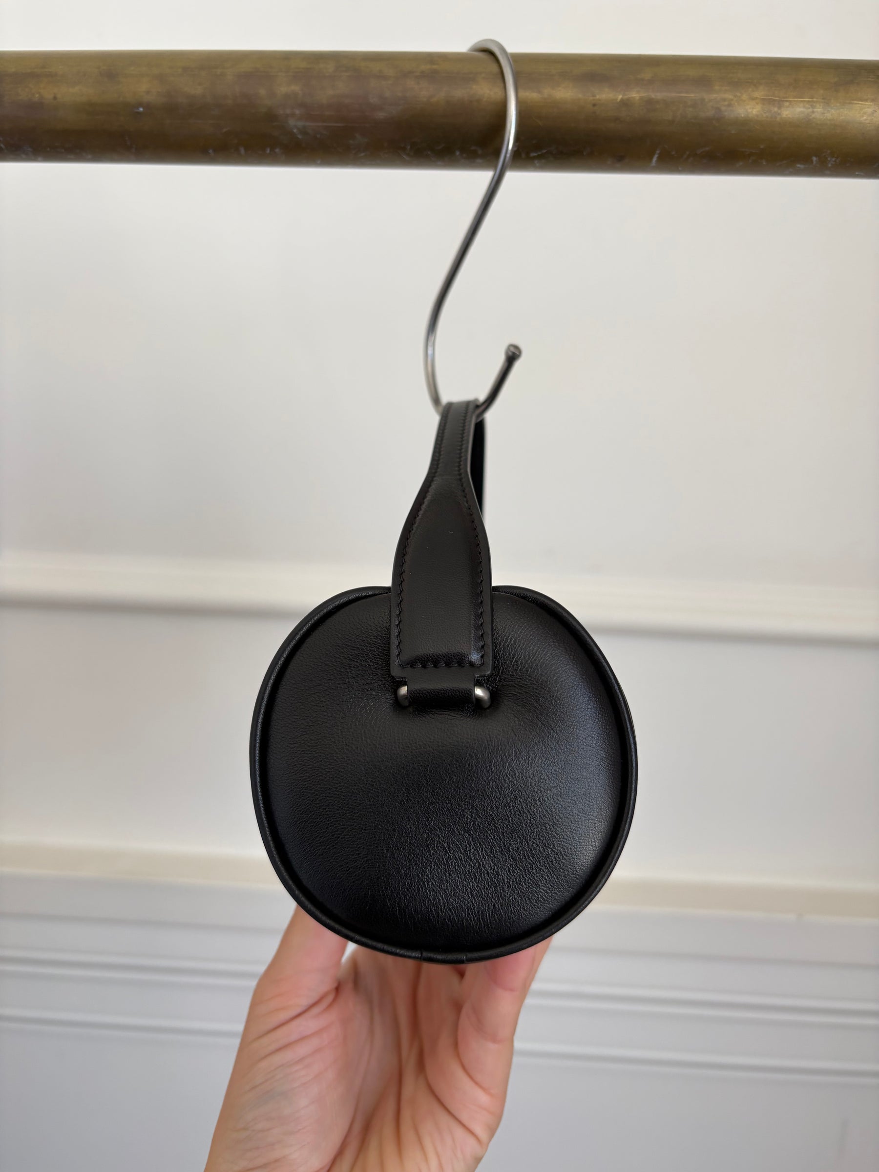 The Row Black Leather Round 90's Bag