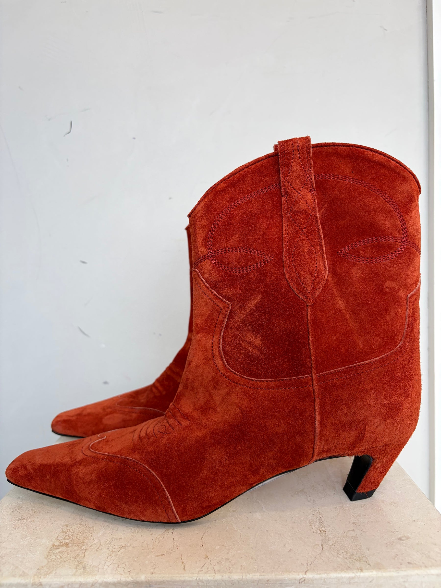 Khaite Brick Suede Dallas Ankle Boot, 41