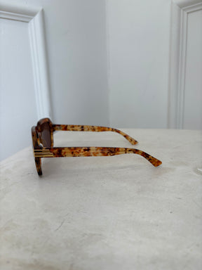 Bottega Veneta Orange Transparant Speckled Square Sunglasses