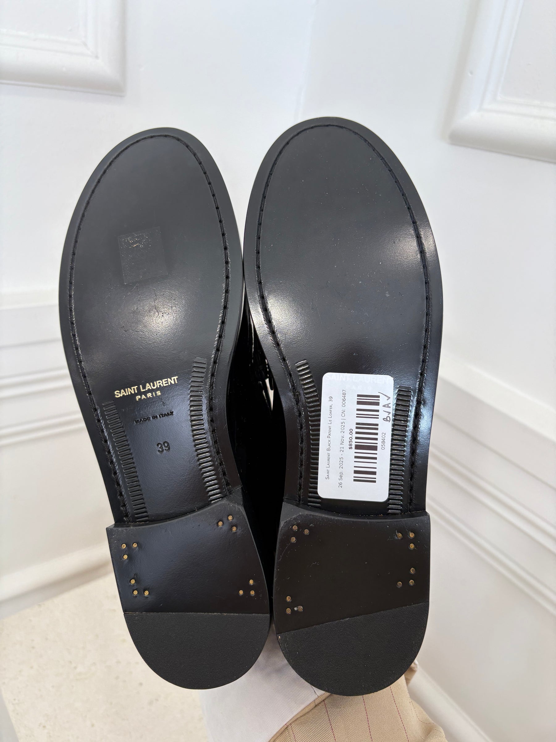 Saint Laurent Black Patent Le Loafer, 39