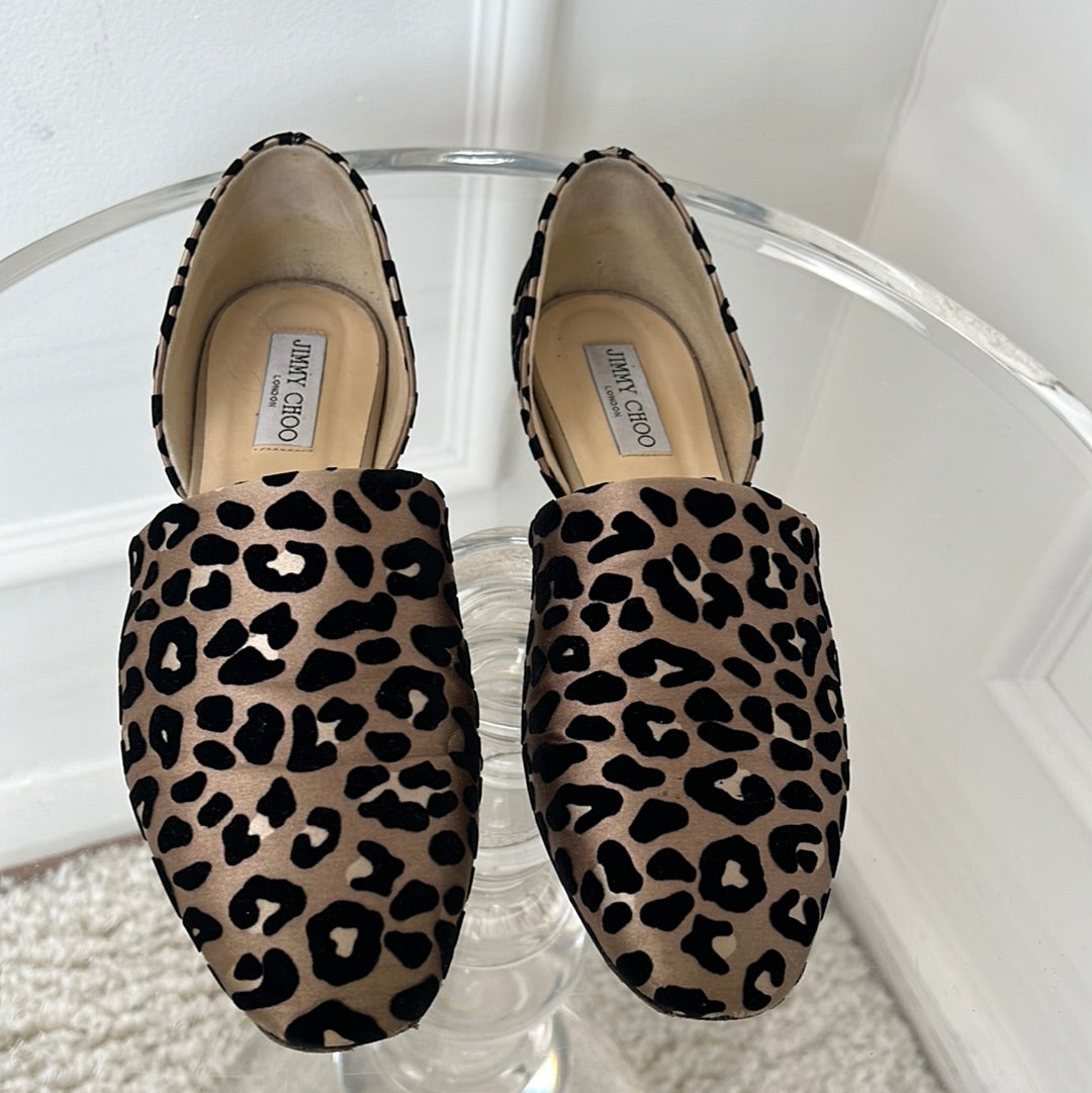 Jimmy Choo Leopard Print Open Flats, 40.5