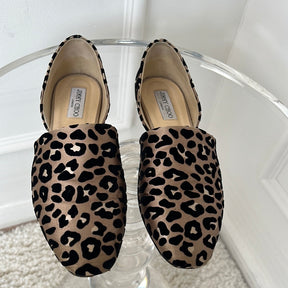 Jimmy Choo Leopard Print Open Flats, 40.5