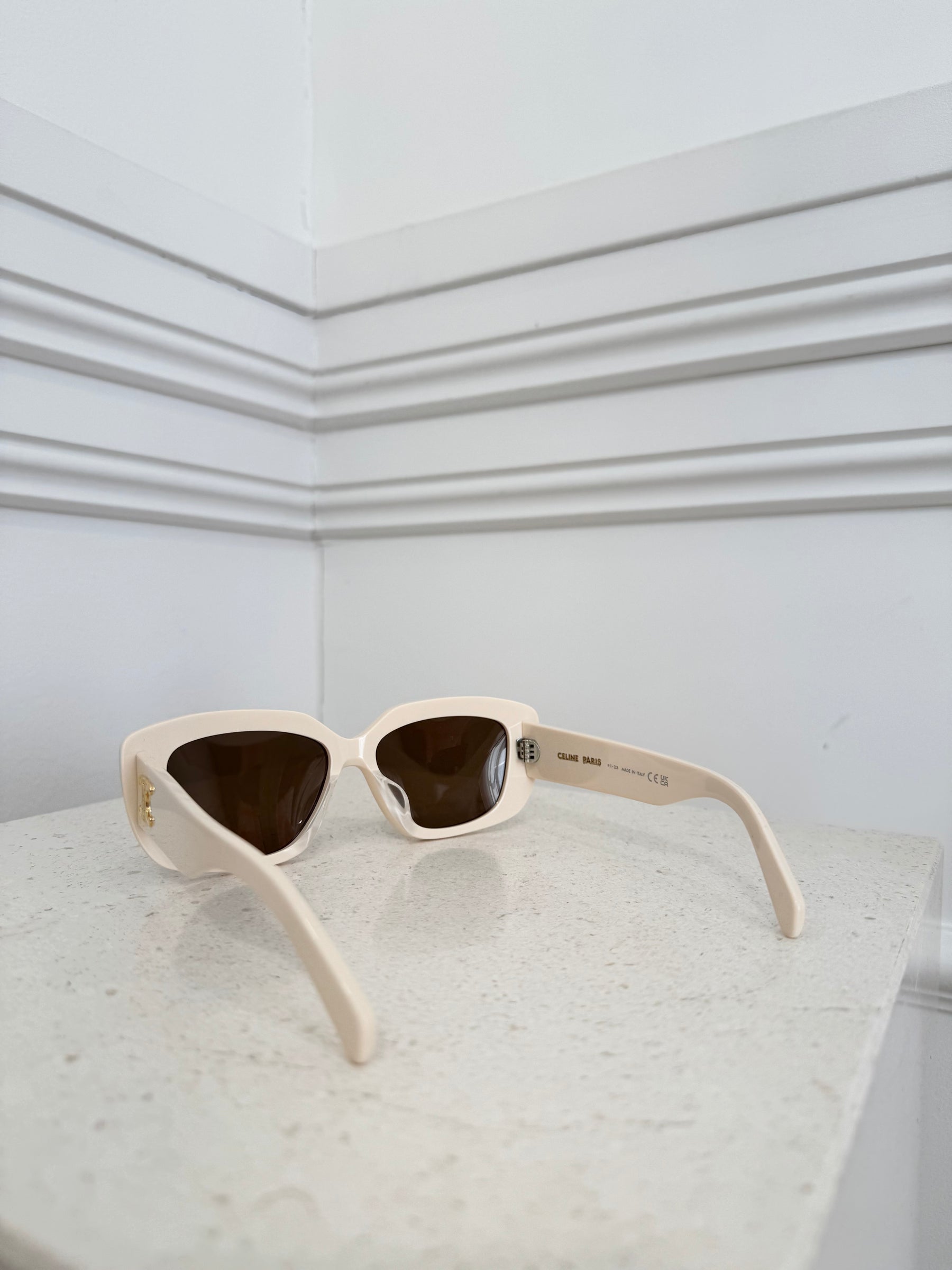 Celine Cream Rectangle Triomphe Sunglasses