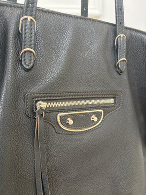Balenciaga Black Leather Papier Tote
