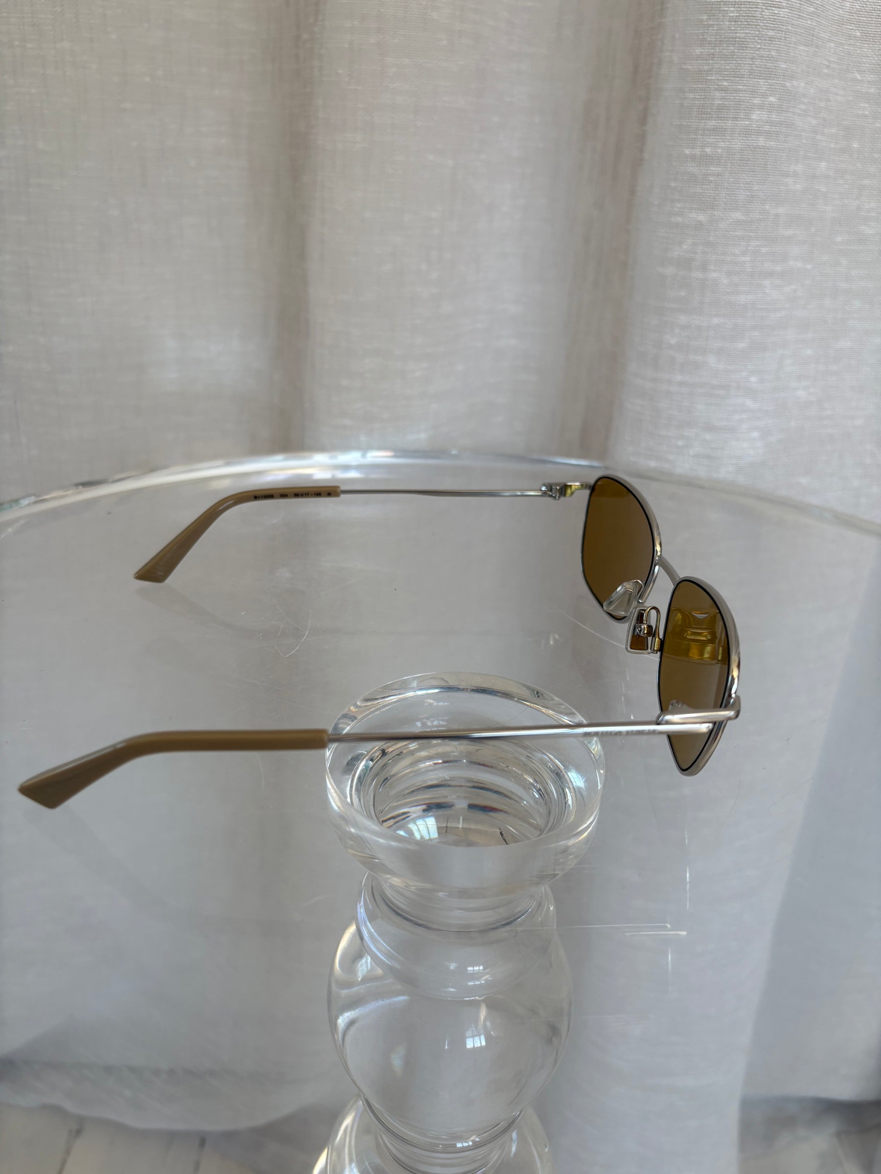Bottega Veneta Silver Rectangular Sunglasses