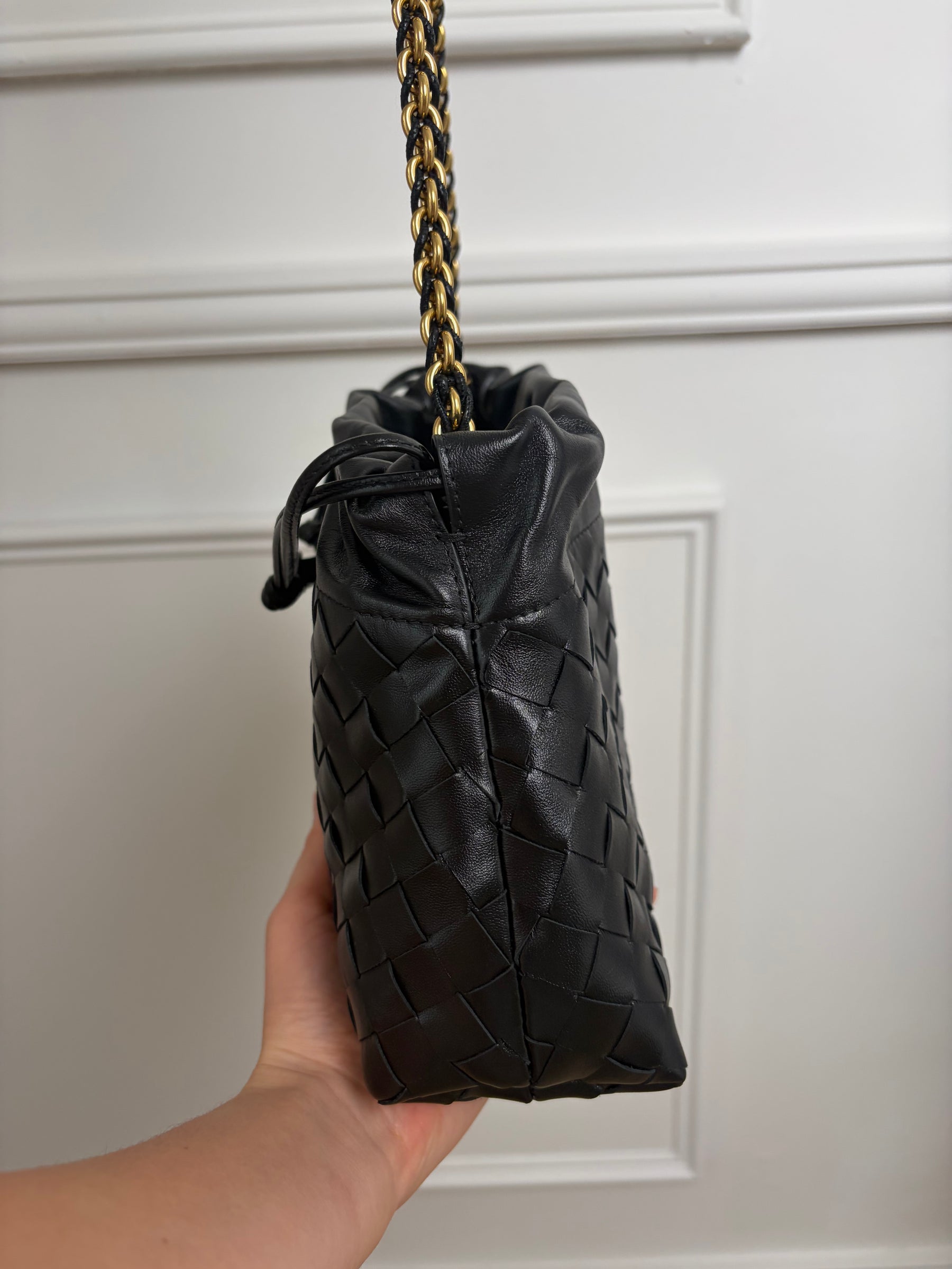 Bottega Veneta Black Intrecciato Leather 'Dustbag Notte' Bag