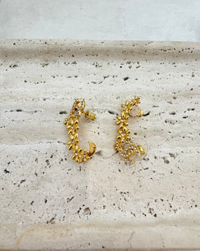 Chanel Gold Tone and Crystal Floral CC Climber Earring