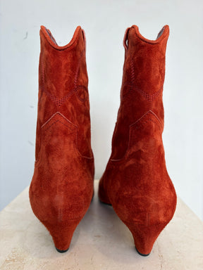 Khaite Brick Suede Dallas Ankle Boot, 41