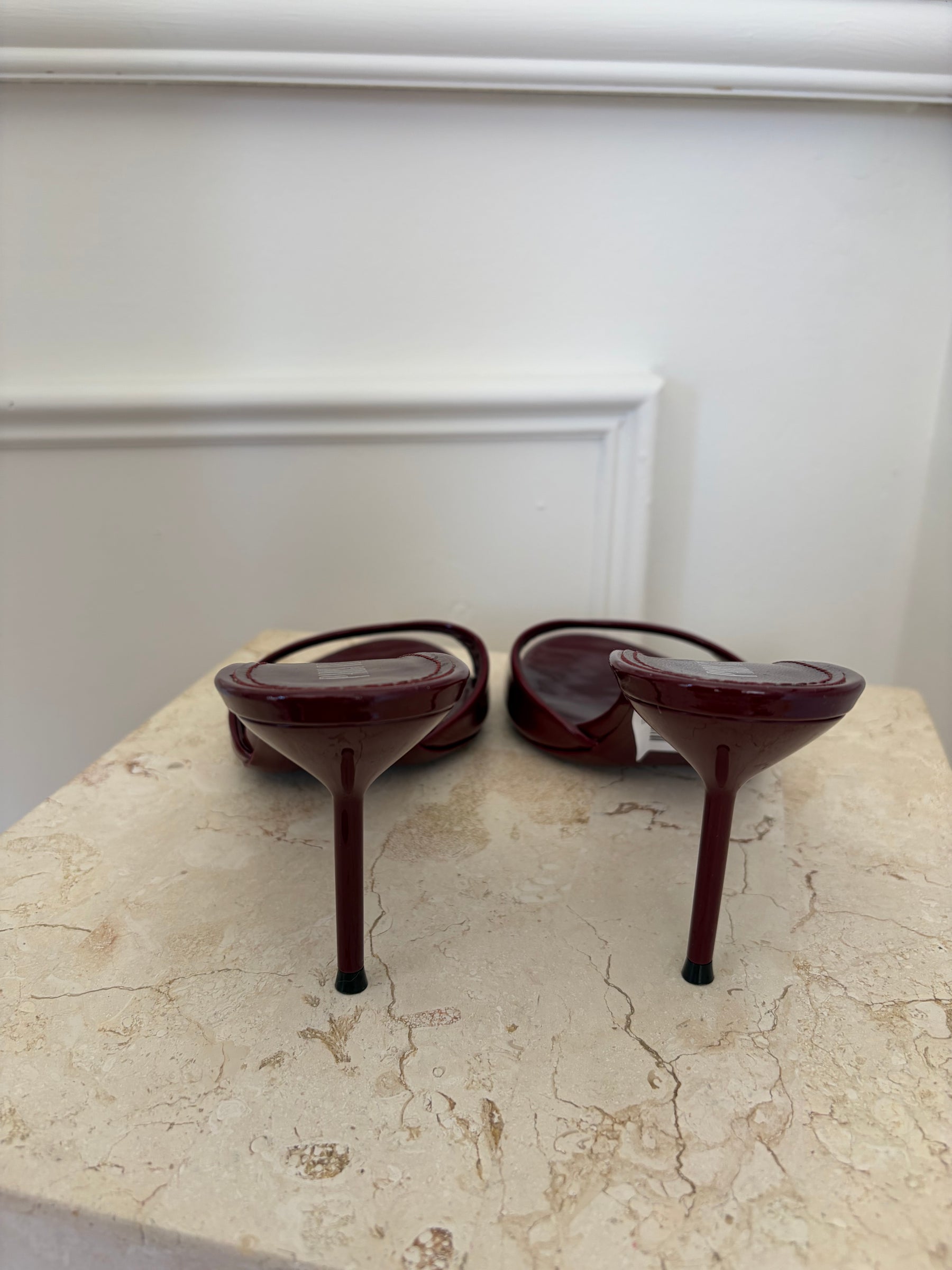 Paris Texas Burgundy Patent Leather Heeled Mule, 41