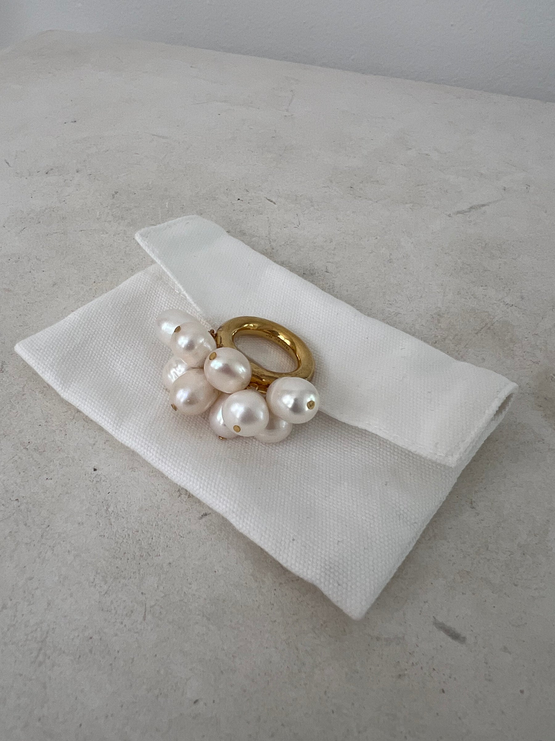 Jil Sander Pearl And Gold Dipped  Ring, 52