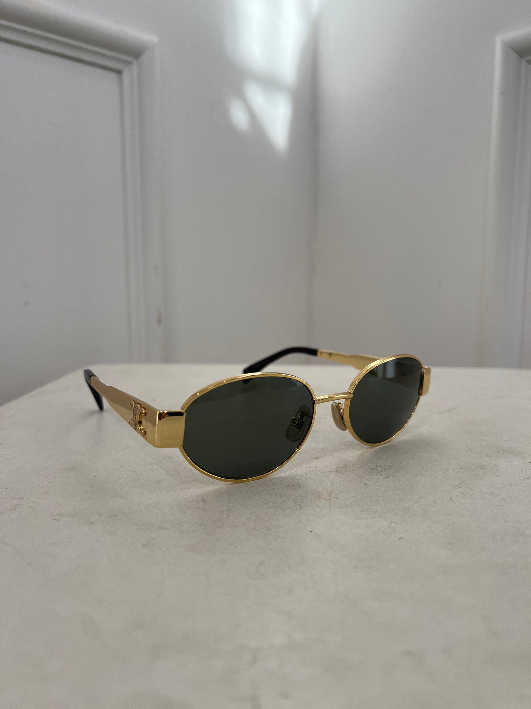 Celine Gold Triomphe Oval Sunglasses