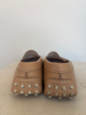 Tod's Beige Leather Driving Loafer, 40