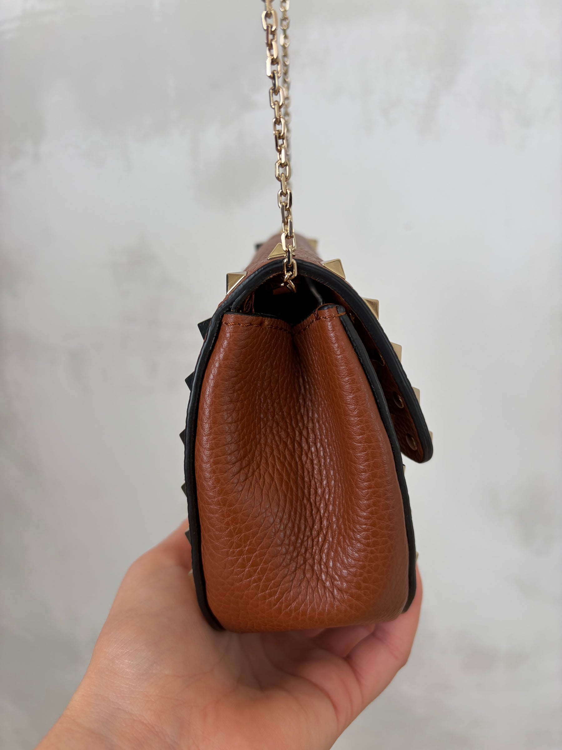 Valentino Garavani Rockstud Grained Leather Mini Bag Gold Hardware