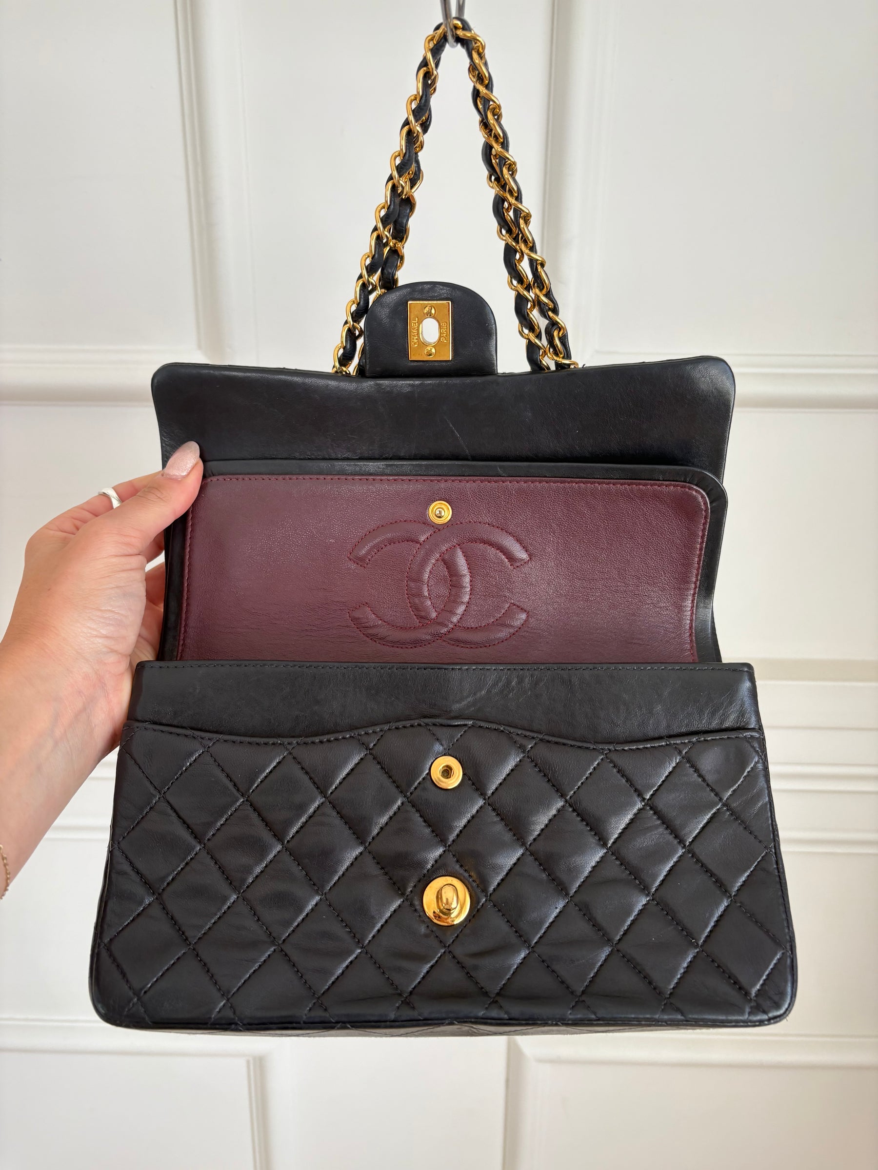 Chanel Black Lambskin Leather Medium Classic Flap Bag