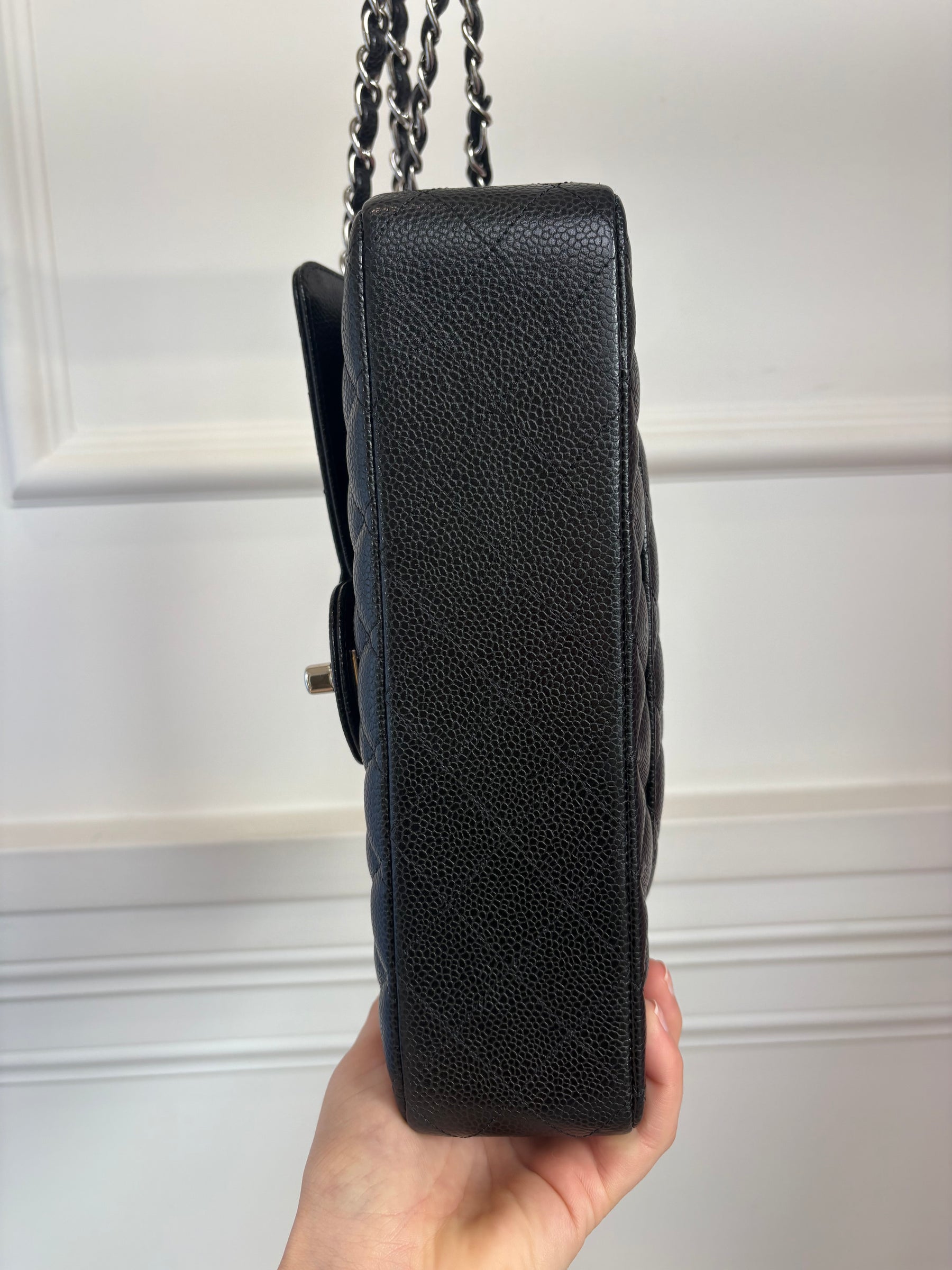 Chanel Black Caviar Leather Medium Classic Flap