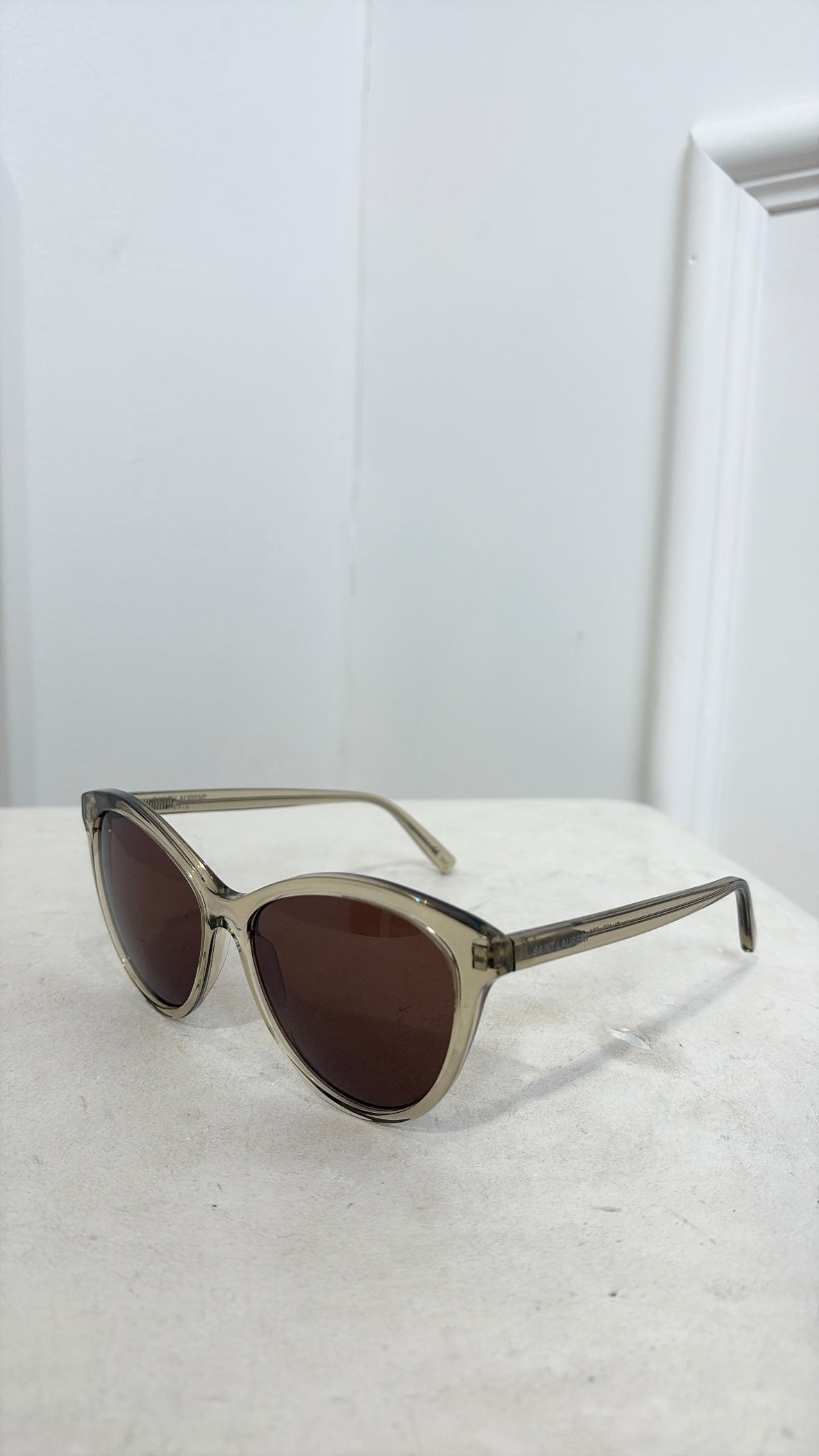 Saint Laurent Smoke Transparent Oversized Cat Eye Sunglasses