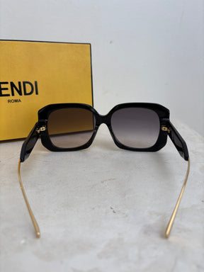 Fendi Black Square Logo Arm Sunglasses