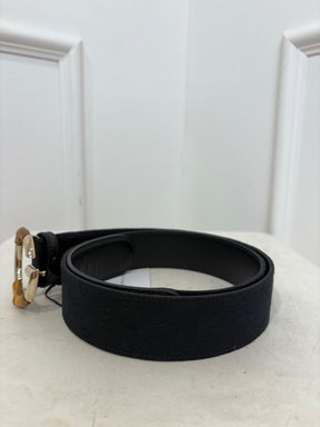 Gucci Black Canvas Monogram Bamboo G Blet, 95
