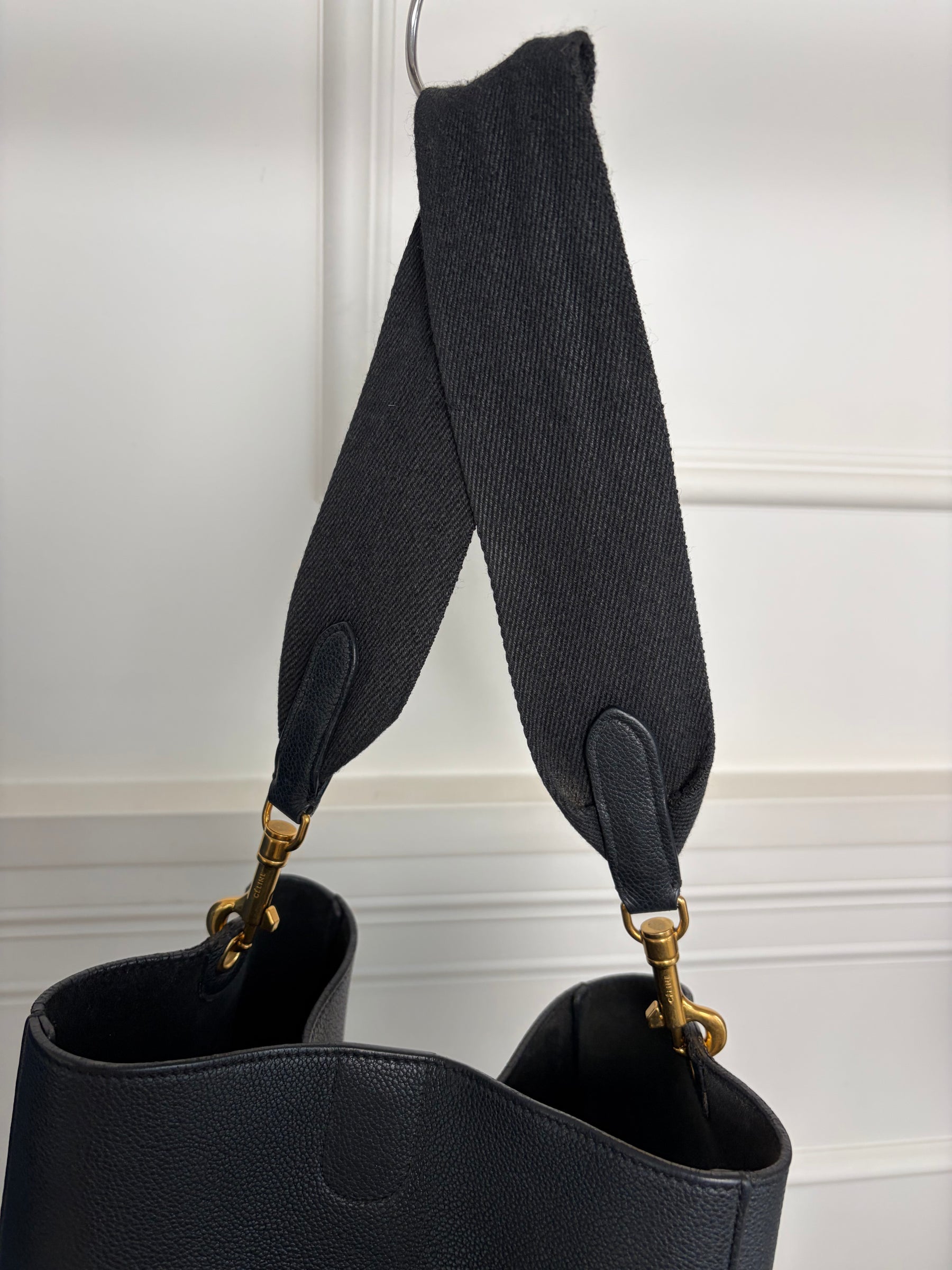 Céline Black Leather Seau Sangle Bucket Bag