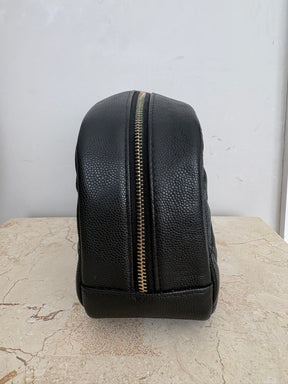 Chanel Black Caviar Quilted Curvy Pouch Cosmetic Case
