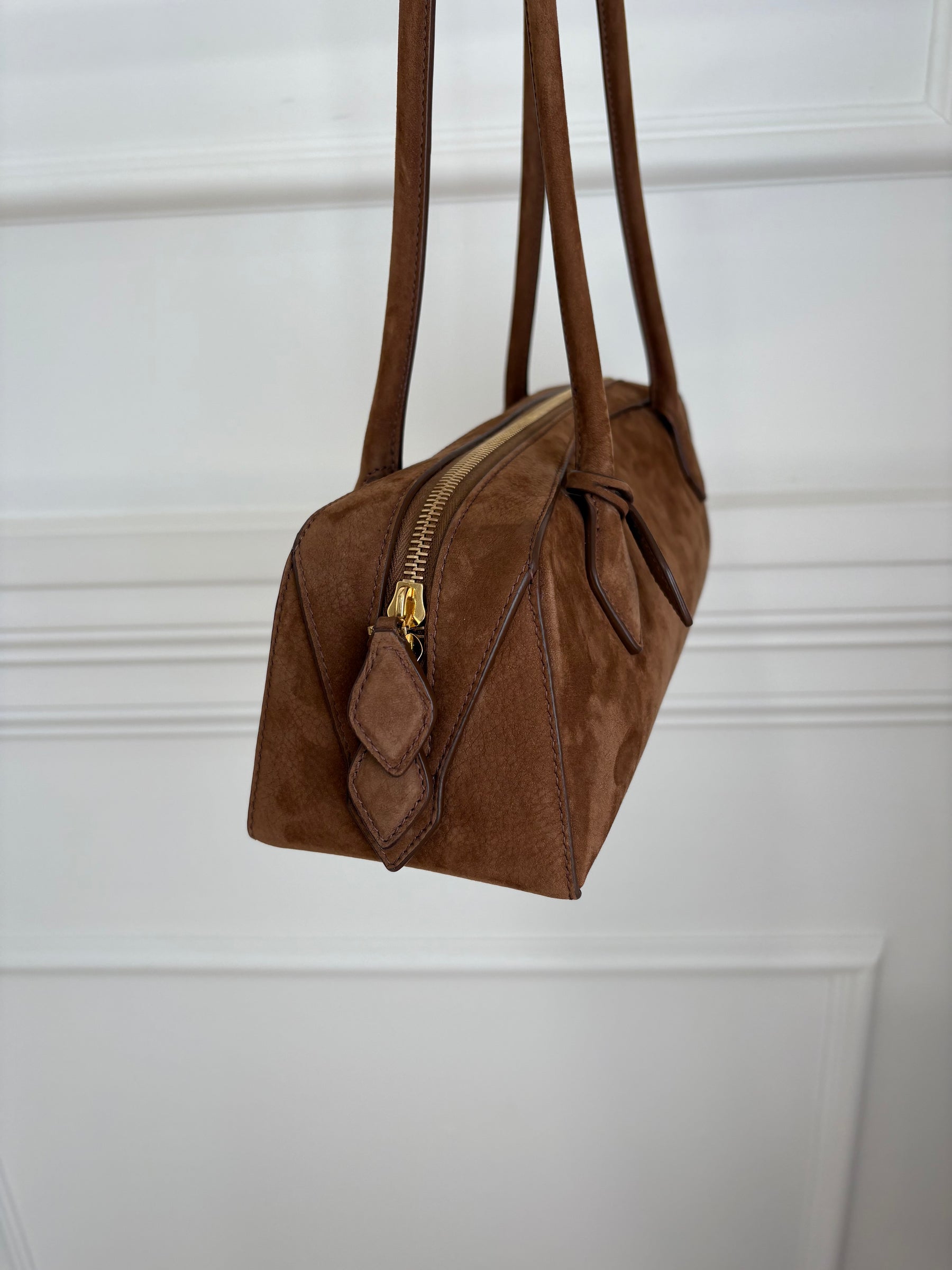 Alaïa Tan Le Teckel medium nubuck shoulder bag