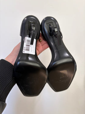 Saint Laurent Black Patent Leather Strappy Opyum Heels, 40