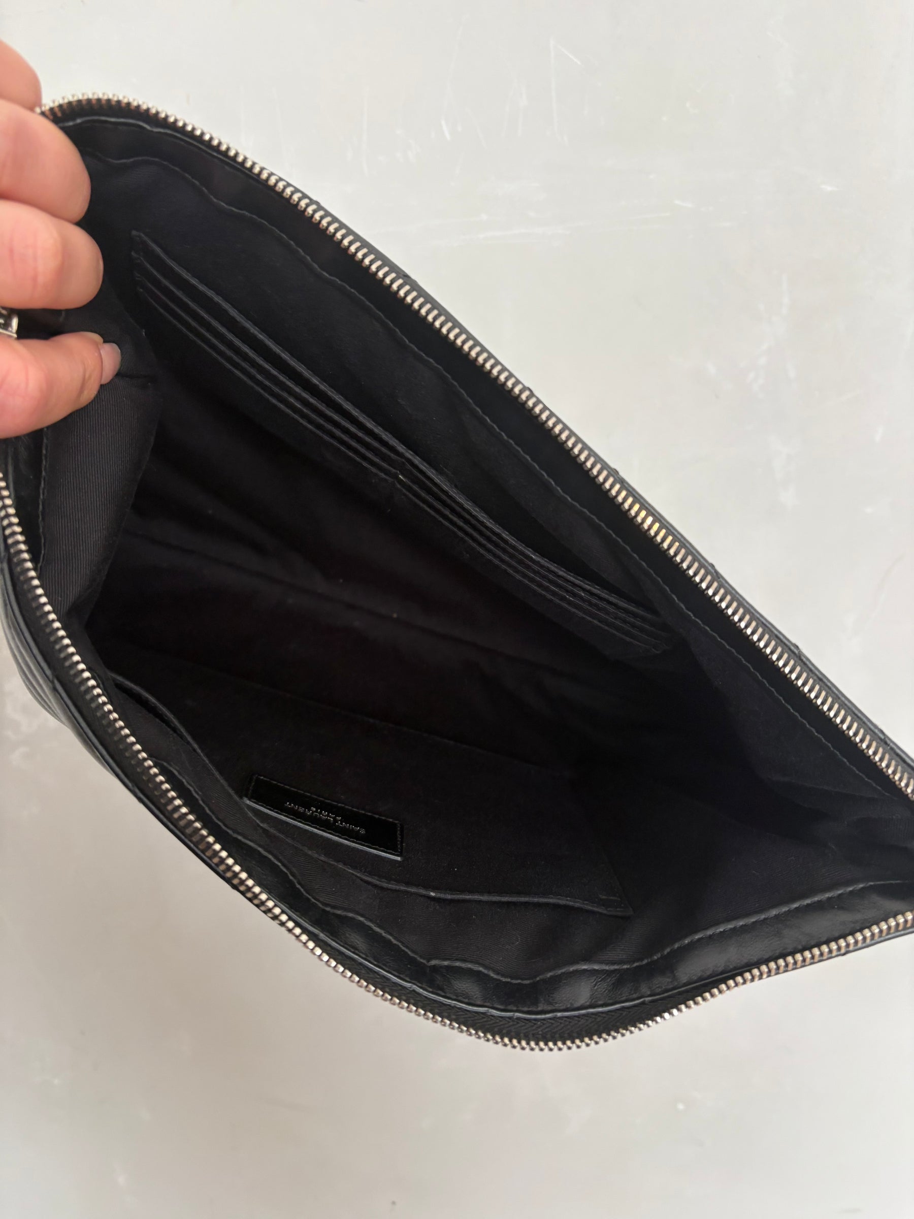 Saint Laurent Large Quilted Black Pouch