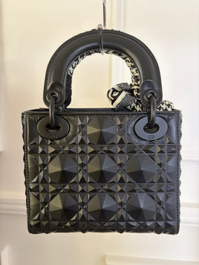 Dior Black Diamond Cannage Leather Mini Lady Dior