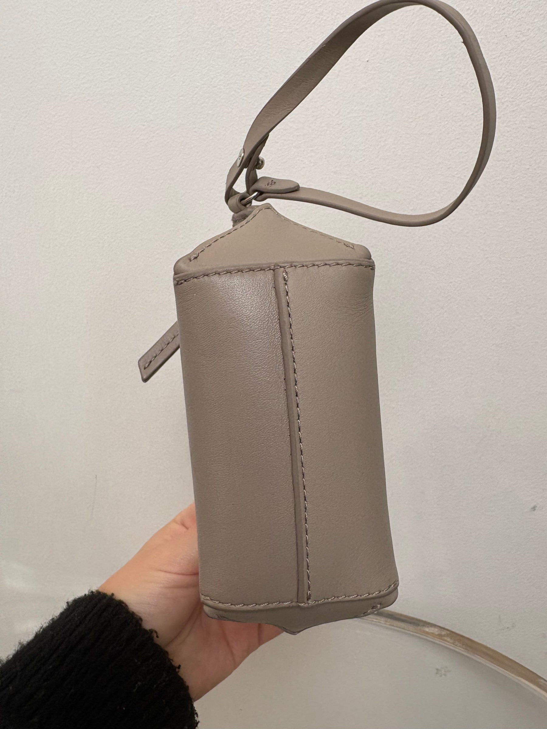 Christopher Esber Taupe Leather Mini Wristlet Pouch
