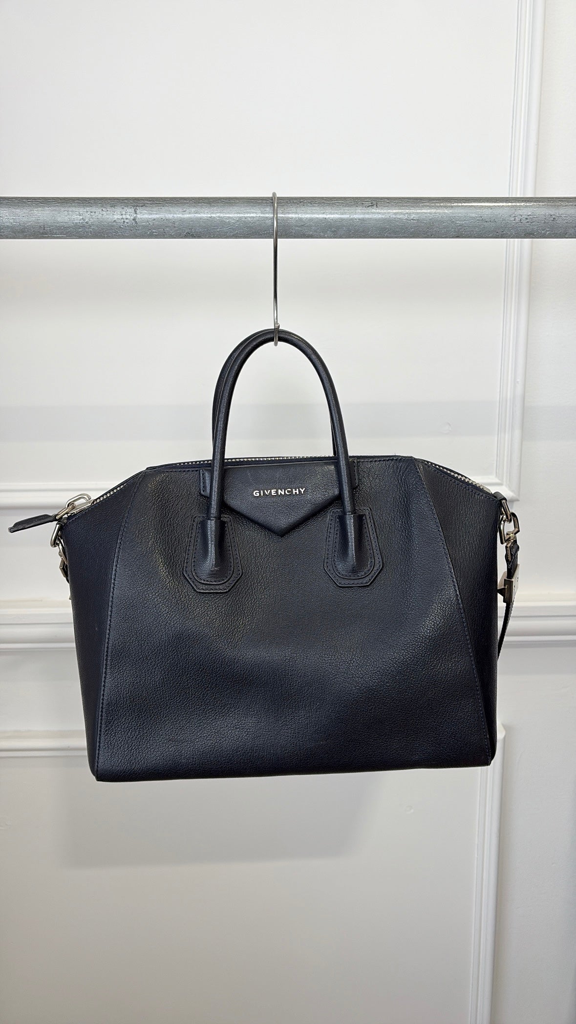 Givenchy Navy Leather Medium Antigona Bag