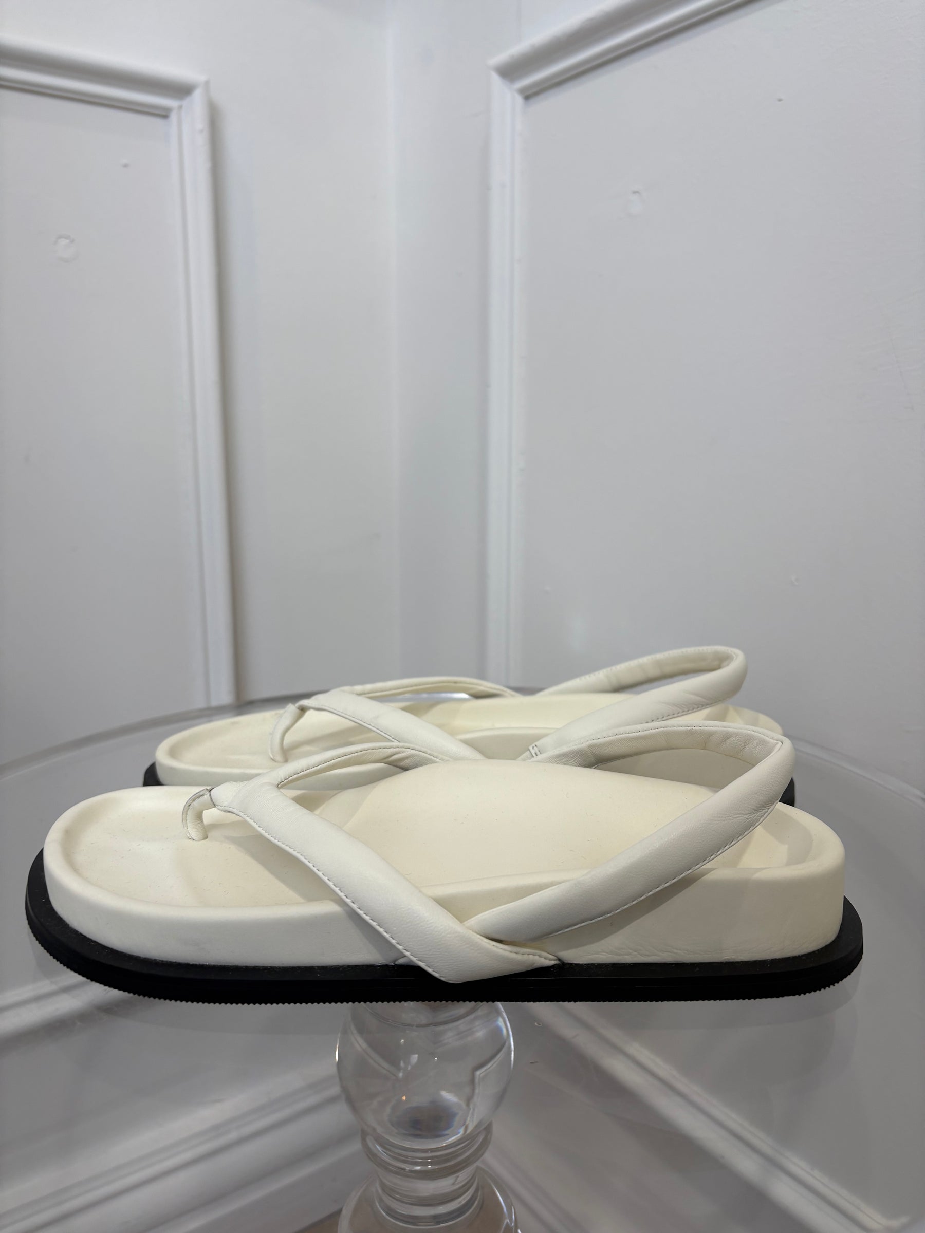 St Agni Cream Thong Sling Back Sandals, 39