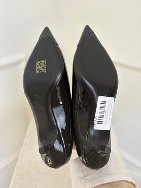 Chanel Black Patent Pointed Pumps, 37 C