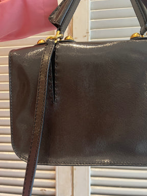 Fendi Brown Coated Leather Top Handle Shoulder Bag