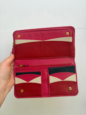 Prada Pink Saffiano Continental Wallet
