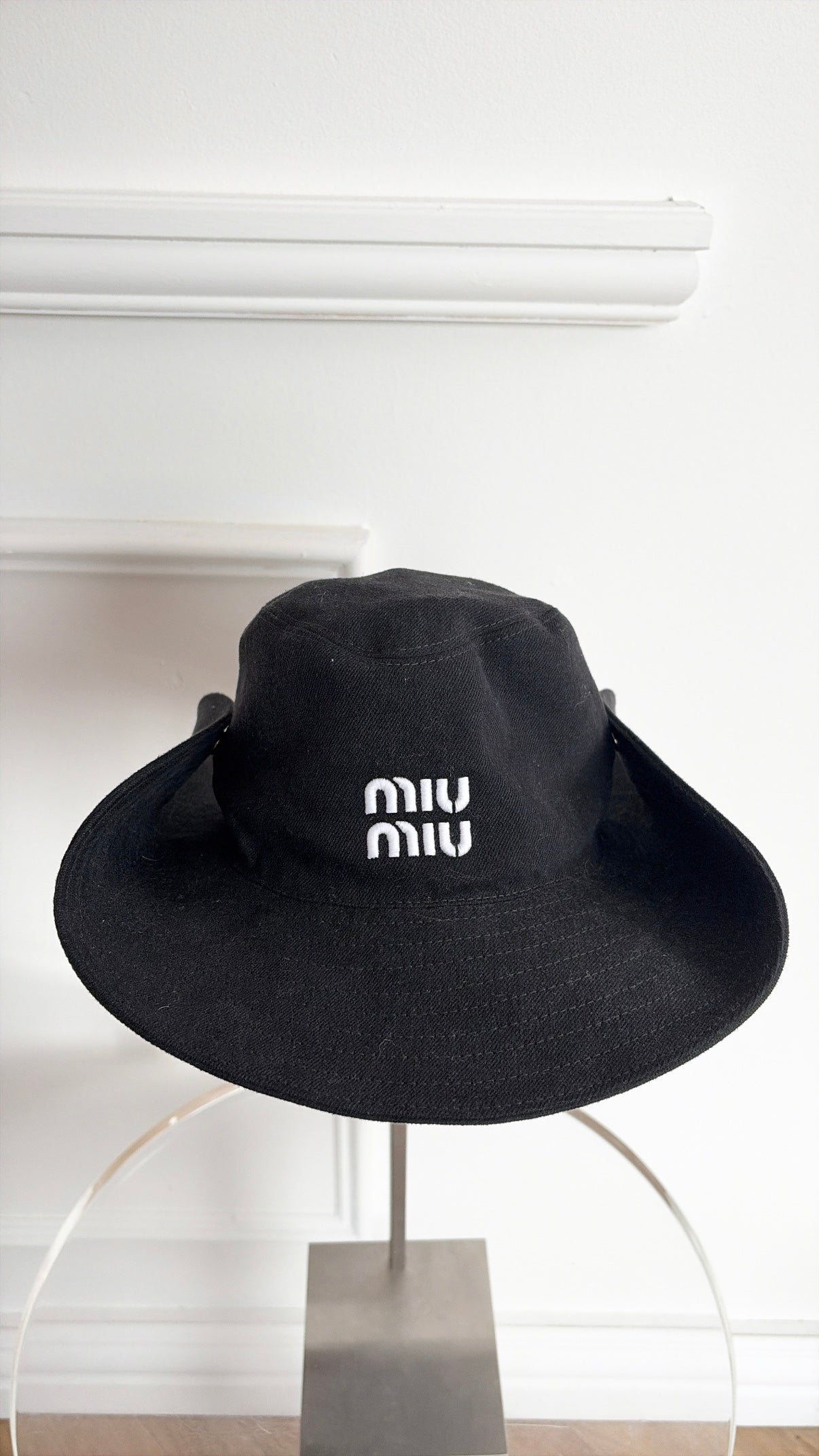 Miu Miu Black and White Logo Cowboy Hat, M