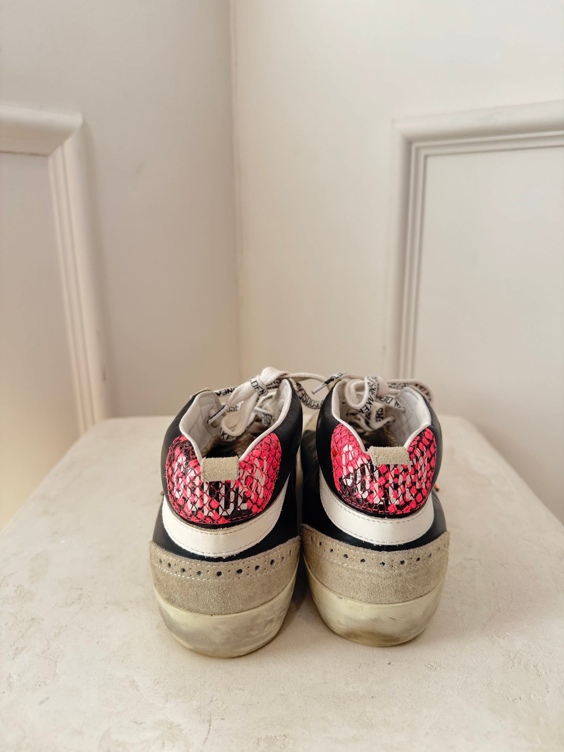 Golden Goose Mid Star High Top Sneakers Fluro Orange Star, 38