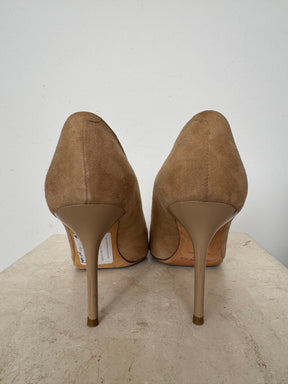Jimmy Choo Beige Suede Pointed Pump, 38