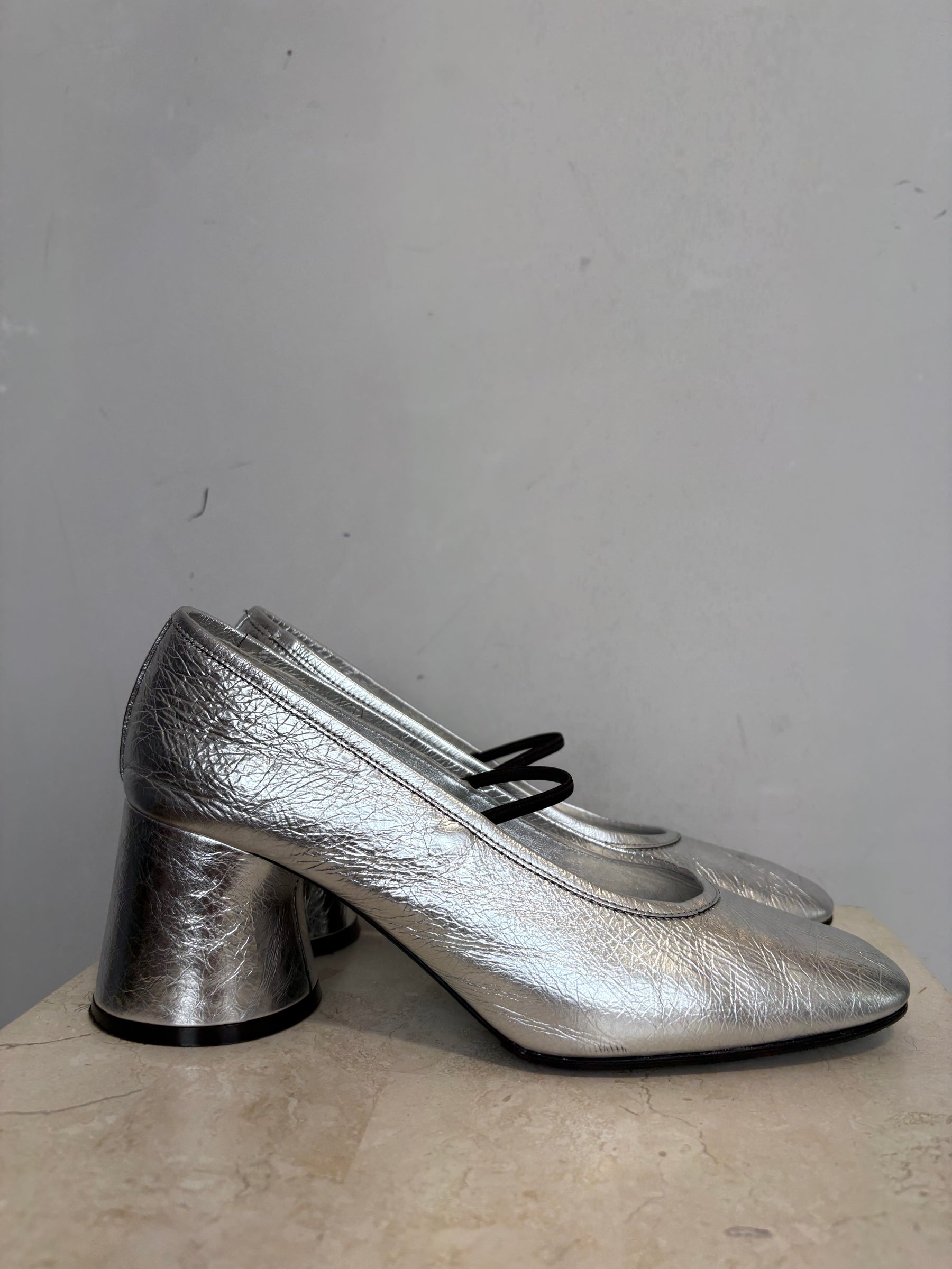 Khaite Silver Leather Lorimer Mary Jane Pumps, 38