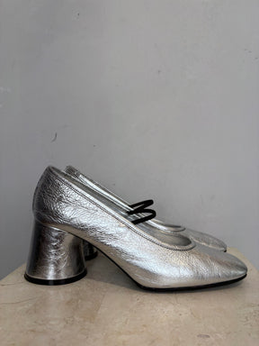 Khaite Silver Leather Lorimer Mary Jane Pumps, 38