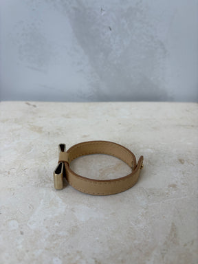 Chloé Beige Leather Bow Bracelet, Small