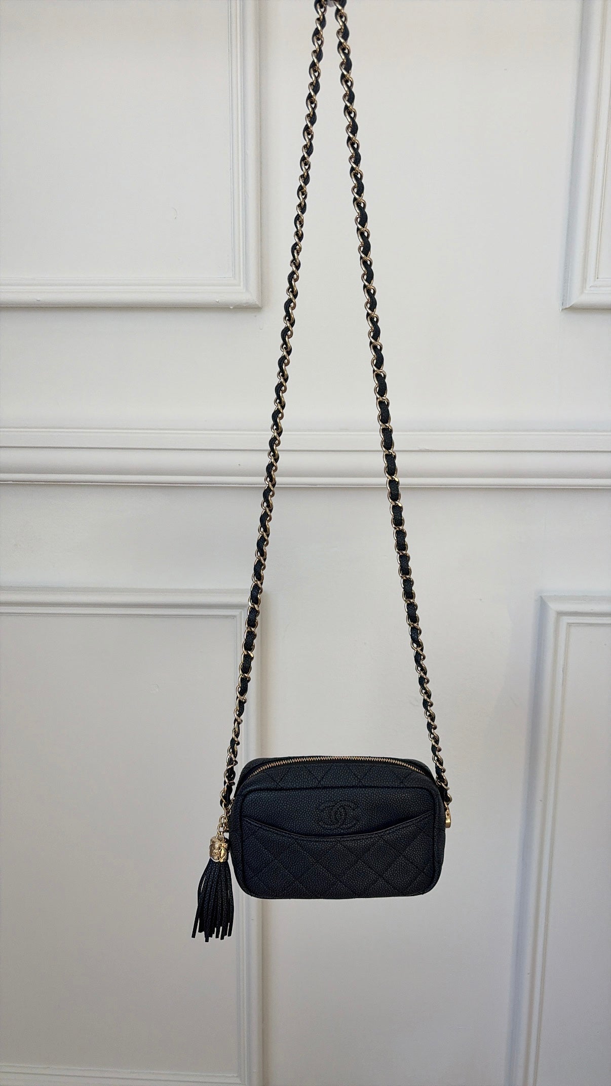Chanel Black Grained Leather Mini Camera Bag