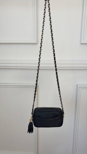 Chanel Black Grained Leather Mini Camera Bag