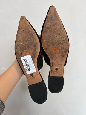 Dior Black Technical Pointed J'adior Slingback Flats, 39