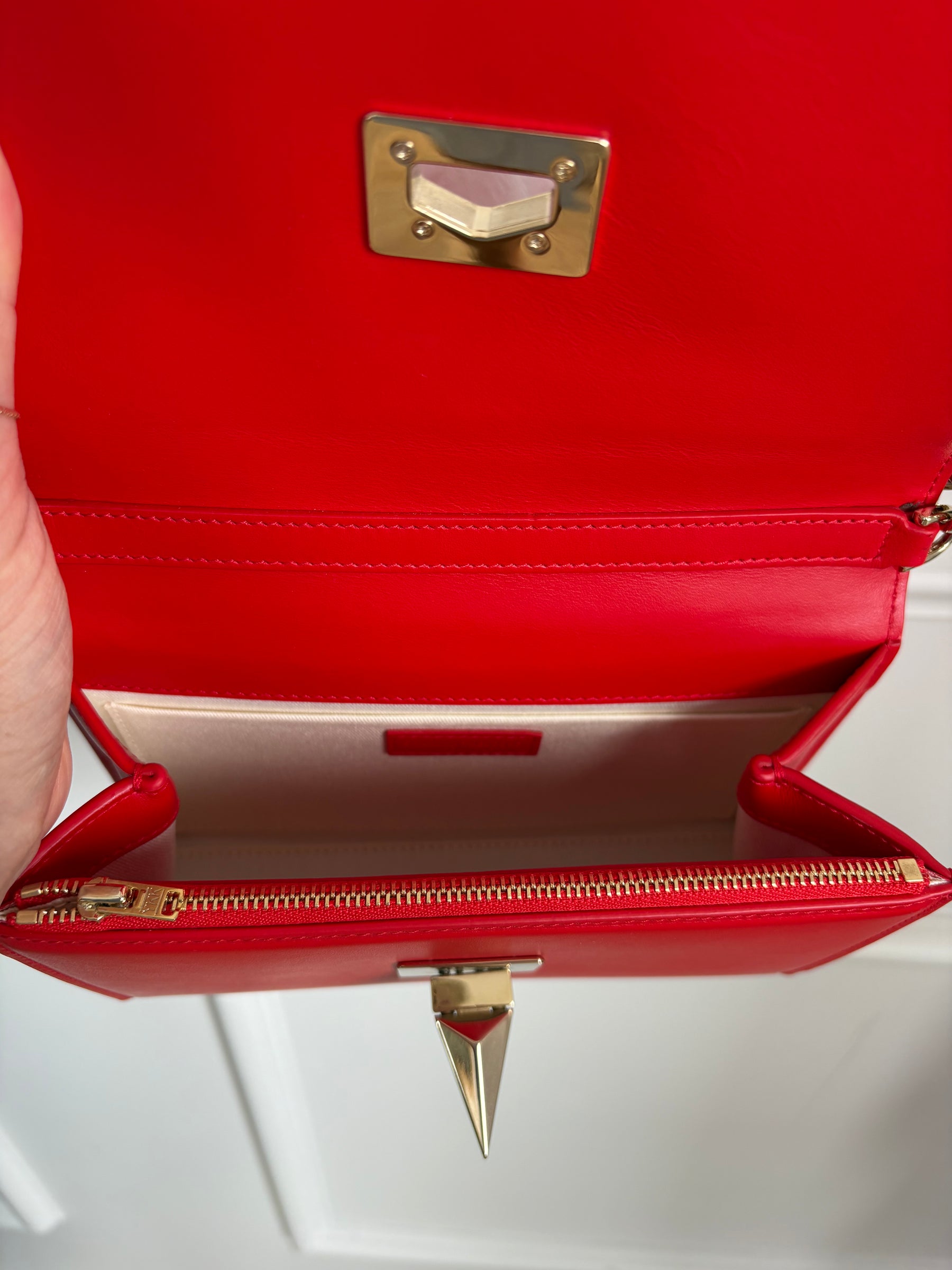 Scanlan Theodore Red Leather Chain Crossbody Bag